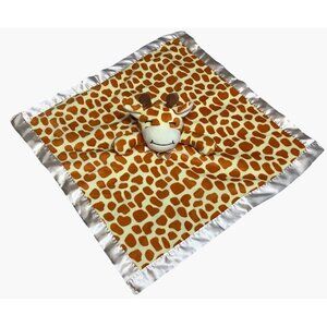 Giraffe Baby Lovey Blanket With Satin Trim & Plush Toy